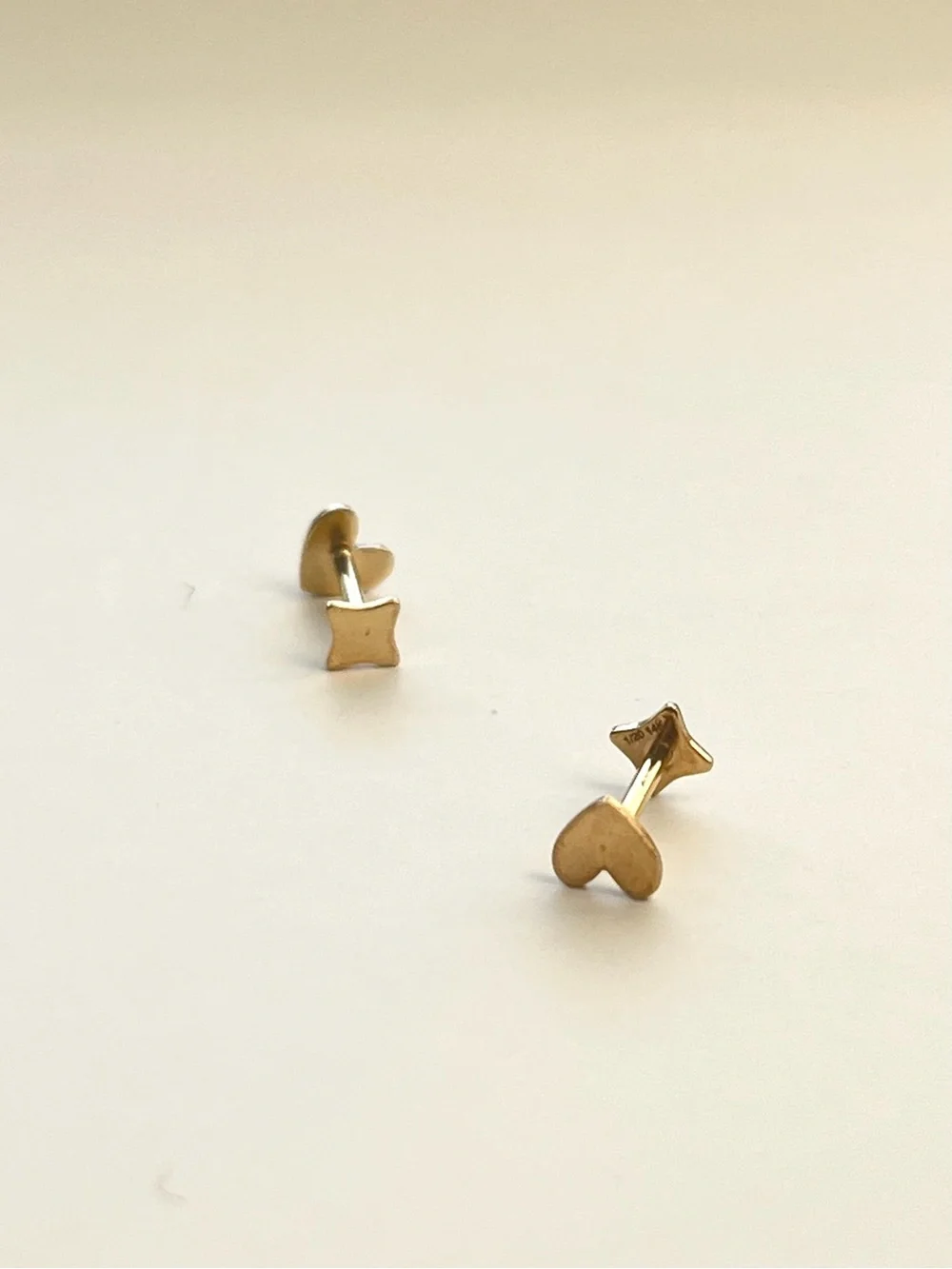 14K Gold Filled Heart Stud Earrings - Minimal Women's Jewelry